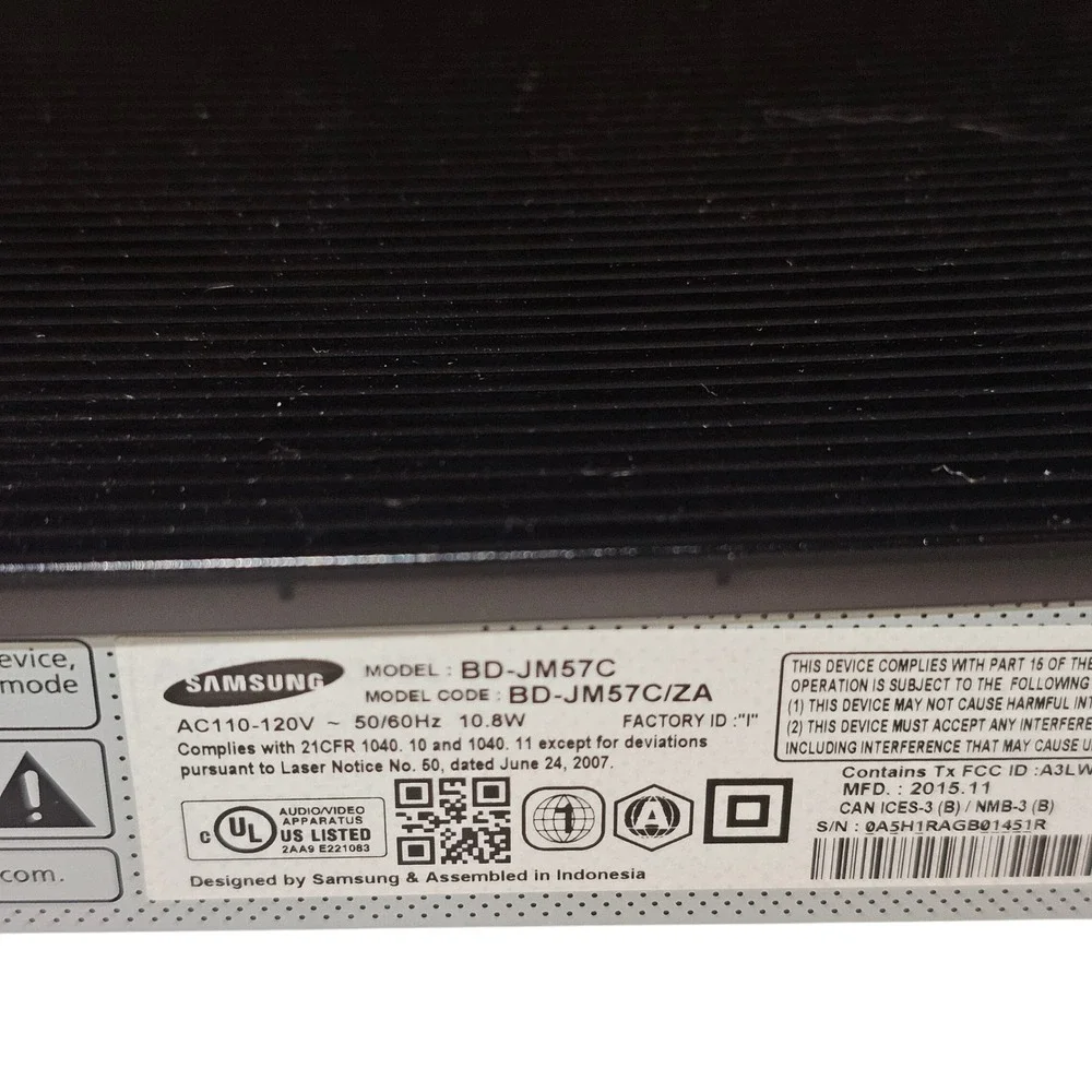 Samsung BD-JM57C Blu-ray Disc Player 1080p HD Wi-Fi Black BD-JM57C/ZA No Remote